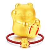 European Unisex Fortune Cat Bracelet 24KT Pendant Charm