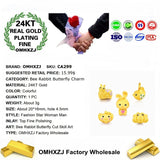 European Rabbit Bee Butterfly Charm Bracelet DIY 24KT Pendant