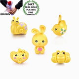 European Rabbit Bee Butterfly Charm Bracelet DIY 24KT Pendant