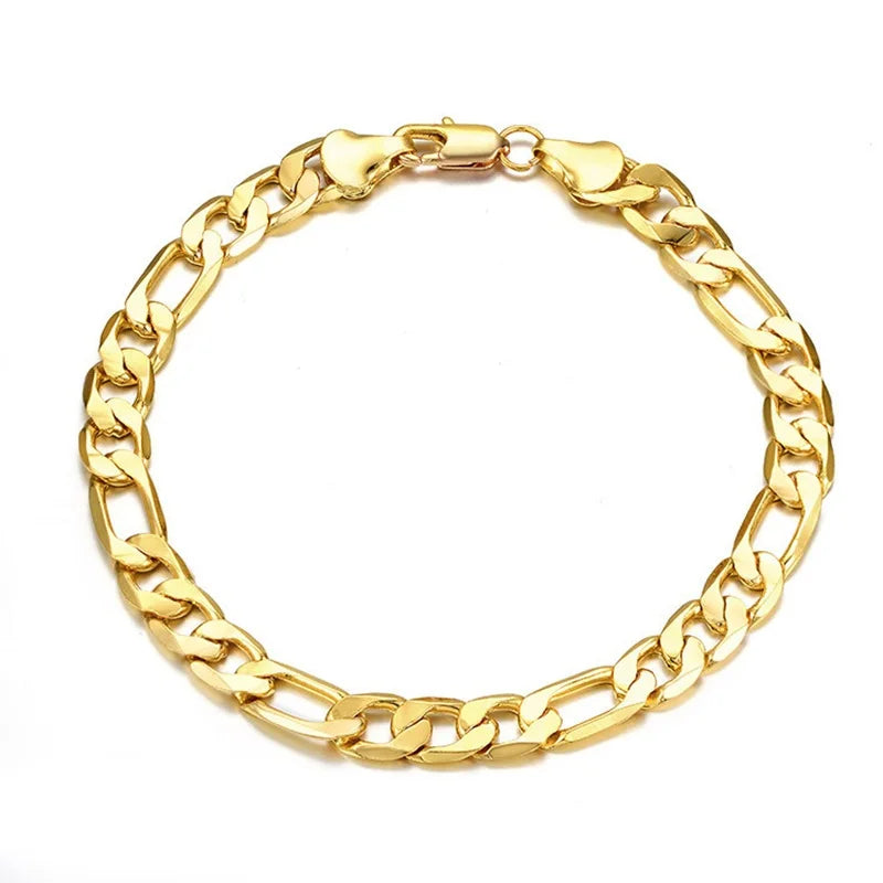European Man Male Party 7MM Wide Chain 24KT Bracelet