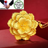 European Flower 24KT Pendant Charm Jewelry