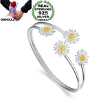 925 Sterling Silver Daisy Open Bangle Bracelet