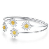 925 Sterling Silver Daisy Open Bangle Bracelet
