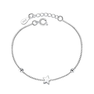 European Slim Star Square 925 Silver Bracelet