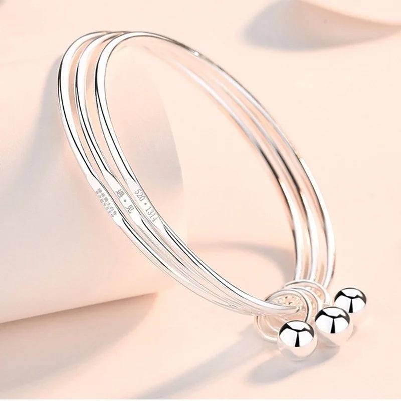 European Woman Girl Party Wedding Gift 925 Silver Bracelet Bangle