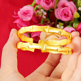 Bamboo 24KT Open Bracelet Bangle European Fine Hot Woman Party Gift