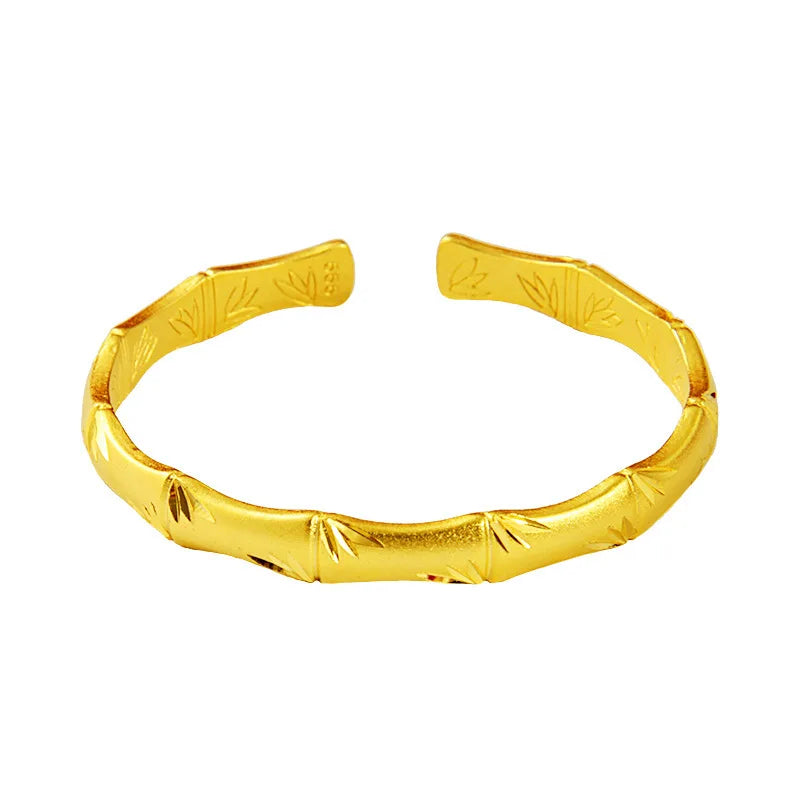 Bamboo 24KT Open Bracelet Bangle European Fine Hot Woman Party Gift