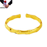 Bamboo 24KT Open Bracelet Bangle European Fine Hot Woman Party Gift