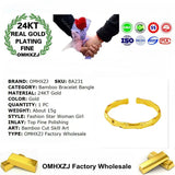 Bamboo 24KT Open Bracelet Bangle European Fine Hot Woman Party Gift