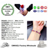 European Fine Woman Party Birthday Wedding Gift Oval AAA Zircon Rose Bracelet