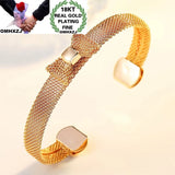 European Fine Woman Girl Rose Gold Bowtie Bangle Bracelet