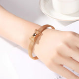 European Fine Woman Girl Rose Gold Bowtie Bangle Bracelet