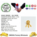European Woman Girl Party Wedding Gift Hollow Out Feather Pendant