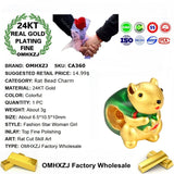European Man Woman Party Birthday Wedding Gift Rat Beads 24KT Pendant Charm