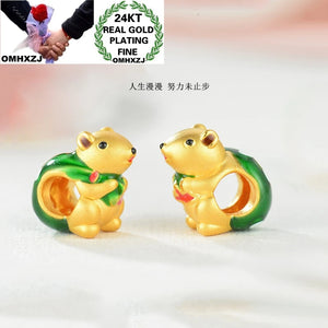European Man Woman Party Birthday Wedding Gift Rat Beads 24KT Pendant Charm