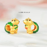 European Man Woman Party Birthday Wedding Gift Rat Beads 24KT Pendant Charm