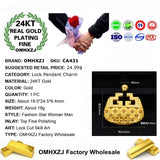 European Hollowed Flower Lock 24KT Pendant Charm