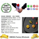European Vintage Leaf Flower 24KT Pendant Charm