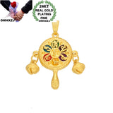 European Peace Bell Drum 24KT Pendant Charm