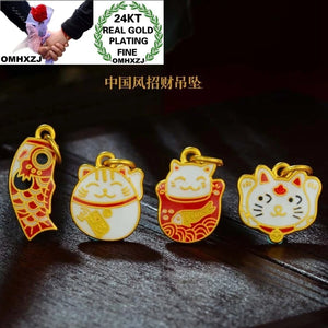 Vintage Fortune Cat 24KT Pendant Charm for Wedding Gift