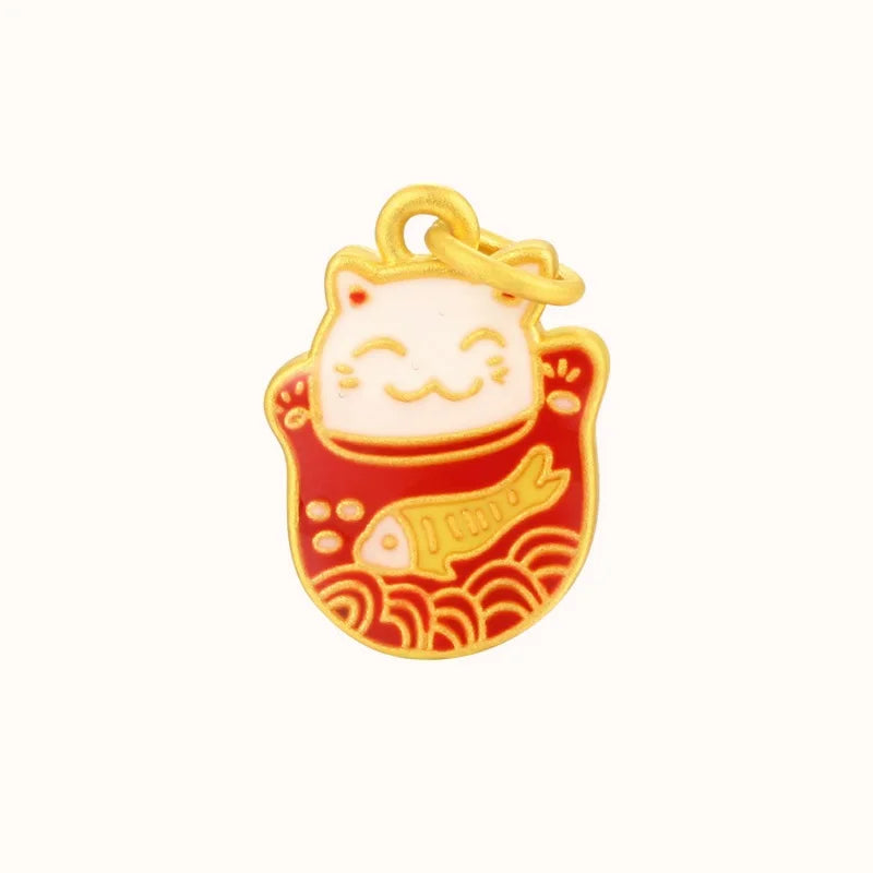 Vintage Fortune Cat 24KT Pendant Charm for Wedding Gift