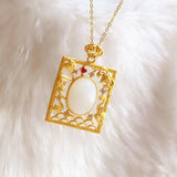 European 24KT Pendant Charm, Vintage Rectangle Design