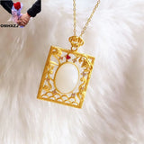 European 24KT Pendant Charm, Vintage Rectangle Design