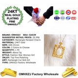 European 24KT Pendant Charm, Vintage Rectangle Design