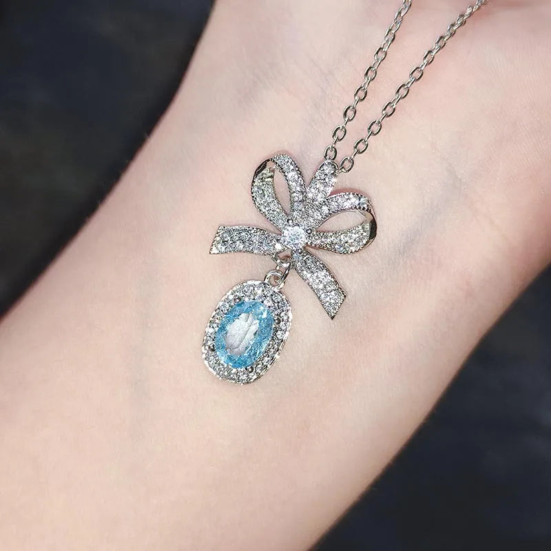 European Woman Party Birthday Wedding Bowknot Zircon Pendant Charm