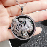 European Man Party Birthday Wedding Gift Tiger AAA Zircon 18KT Pendant Charm