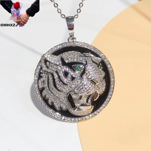 European Man Party Birthday Wedding Gift Tiger AAA Zircon 18KT Pendant Charm