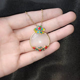 European Fine Woman Vintage Flower 24KT Pendant Charm