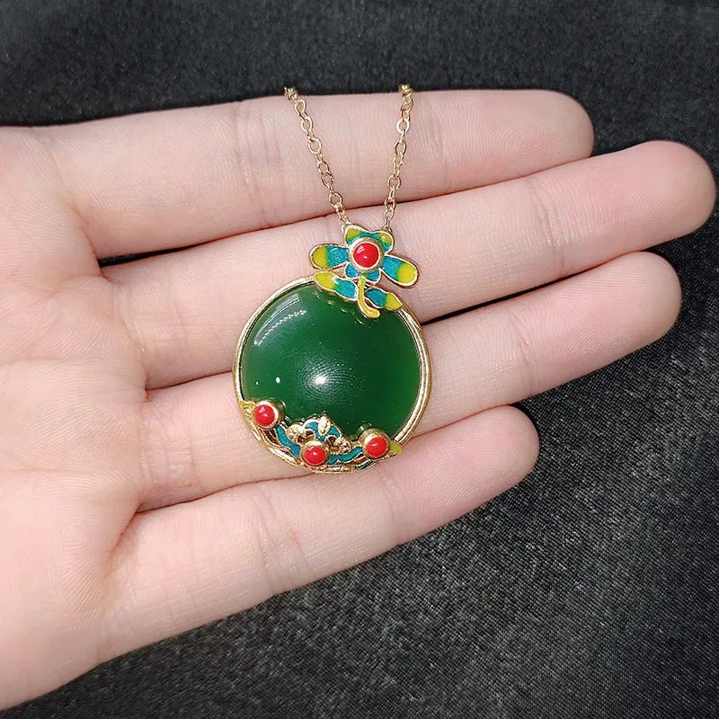 European Fine Woman Vintage Flower 24KT Pendant Charm