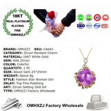 European Woman Party Birthday Wedding Gift Square AAA Zircon 18KT Pendant Charm