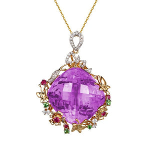 European Woman Party Birthday Wedding Gift Square AAA Zircon 18KT Pendant Charm