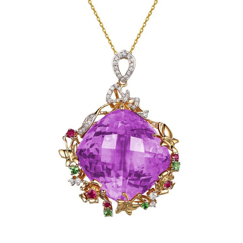 European Woman Party Birthday Wedding Gift Square AAA Zircon 18KT Pendant Charm