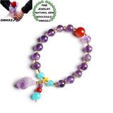 CS95 Amethyst Beads Tassel Bracelet Bangle Gift