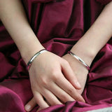 Chinese Woman Child 999 Silver Heart Sutra Bracelet Bangle
