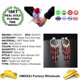 European Fine WomanGirl Tassel Zircon Stud Earrings