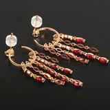 European Fine WomanGirl Tassel Zircon Stud Earrings