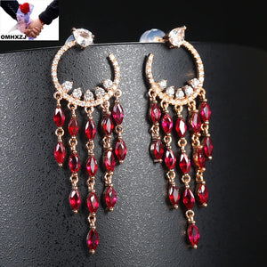 European Fine WomanGirl Tassel Zircon Stud Earrings