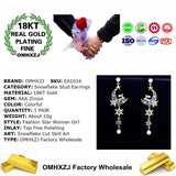 European WomanGirl Snowflake Deer Zircon StudEarrings