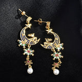 European WomanGirl Snowflake Deer Zircon StudEarrings