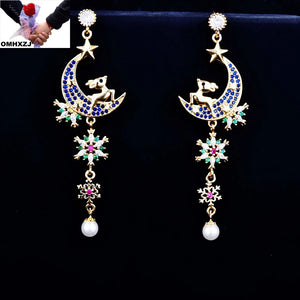 European WomanGirl Snowflake Deer Zircon StudEarrings