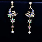 European WomanGirl Snowflake Deer Zircon StudEarrings