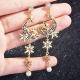 European WomanGirl Snowflake Deer Zircon StudEarrings