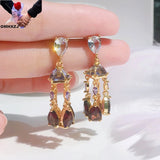 European WomanGirl Party Birthday Wedding Gift Wind Bell Zircon Stud Earrings