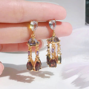 European WomanGirl Party Birthday Wedding Gift Wind Bell Zircon Stud Earrings