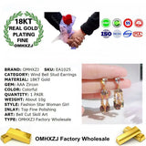 European WomanGirl Party Birthday Wedding Gift Wind Bell Zircon Stud Earrings