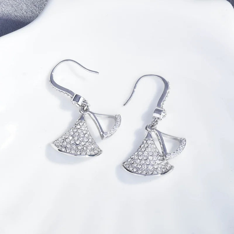 European Fine Woman Party Gift Skirt AAA Zircon Drop Earrings